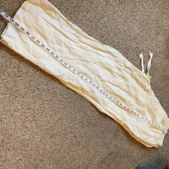 A new day Linen Blend Ivory Cream Summer Casual Pull On pants Women's M Pocket - Picture 3 of 8